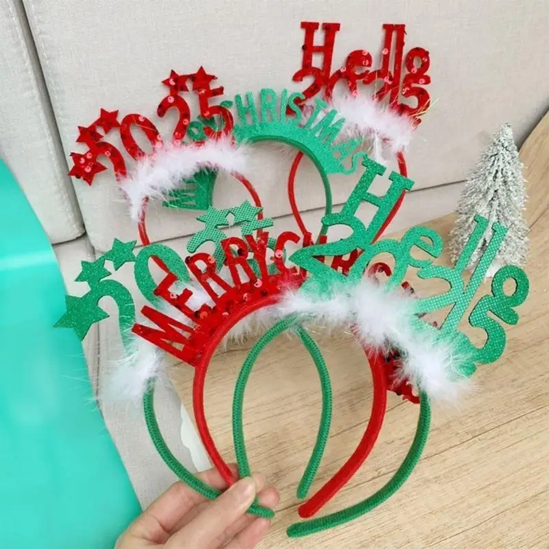 

A52E Christmas Headwear Headband Photo Party Cosplay Costumes Sequins