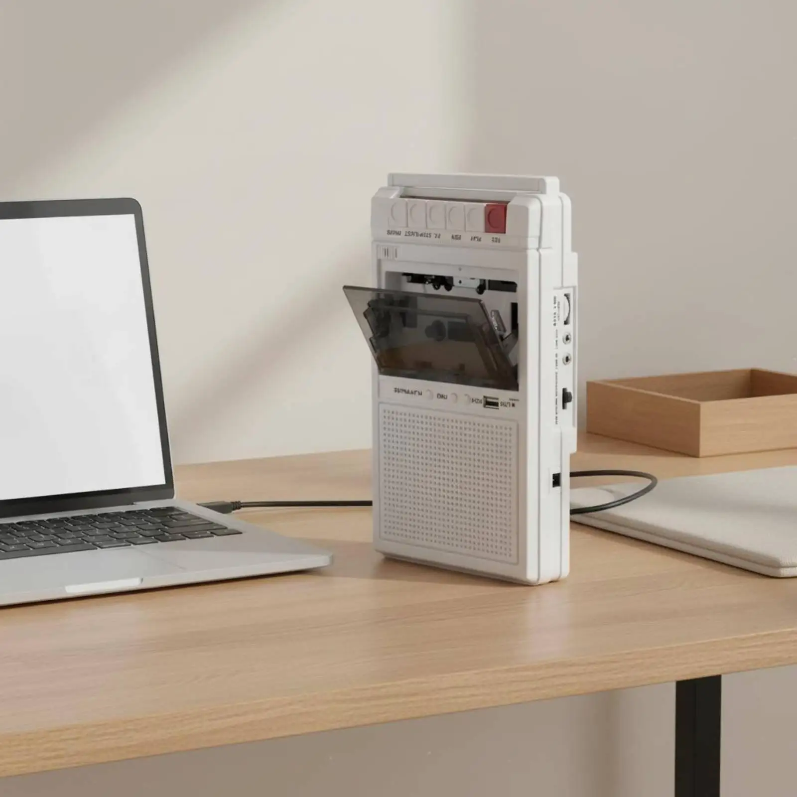 Lightweight Cassette Player Versatile Music Playback Device with Dual Power Supply for On-the-go Listening