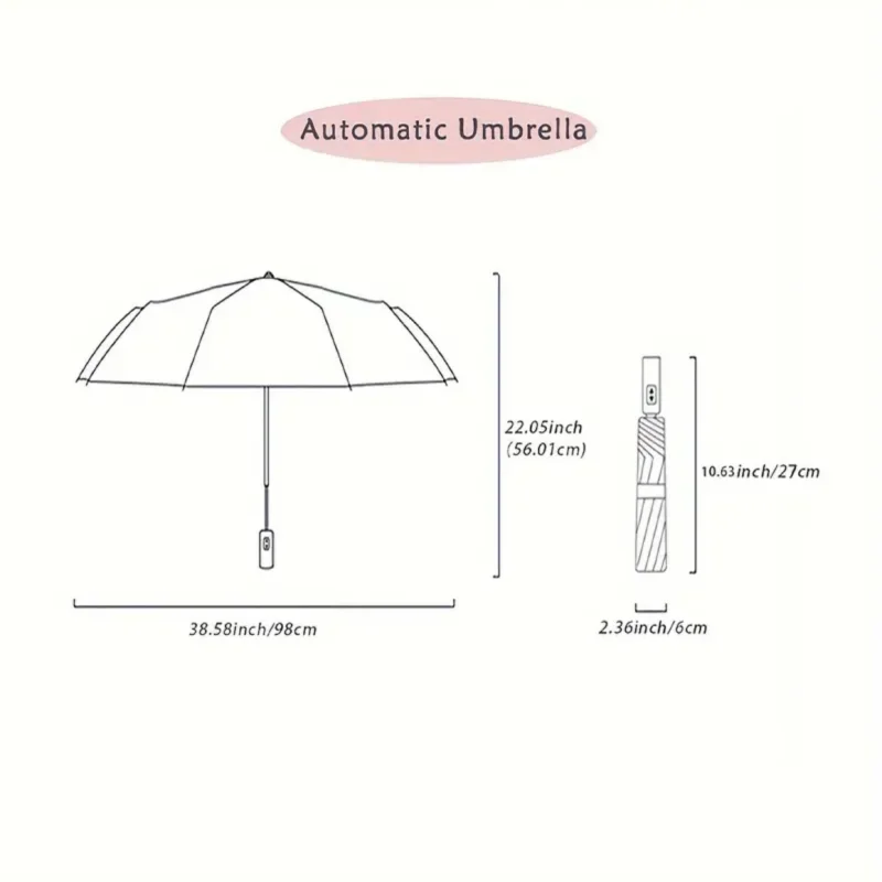 1pc Fully Automatic Umbrella for Men and Women, Foldableable and Reinforced, Sunny or Rainy, Sunshade, Sun Protection, Uv Protec