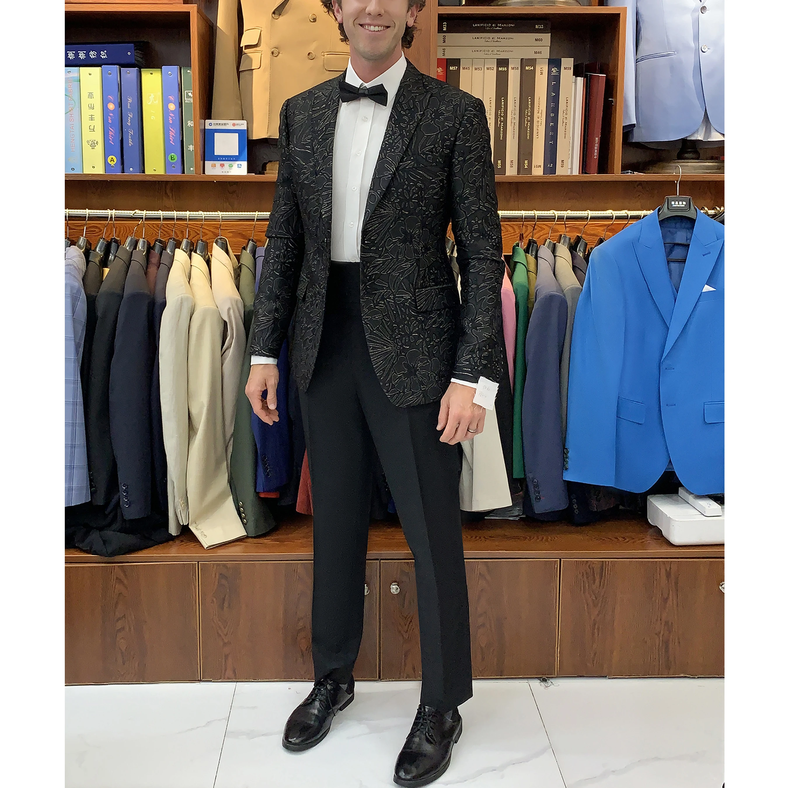 Formal Fashion Men's Customized Stage Performance Texture Slimming Men's Set