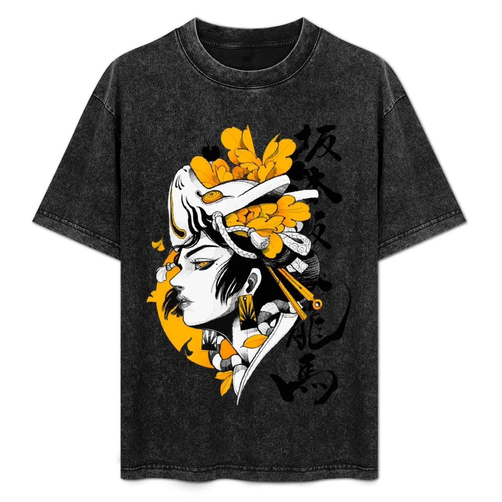 Japanese Samurai Geisha Mask Colorful Modern Urban Style T-Shirt tees graphic t shirts anime t shirts men t shirts