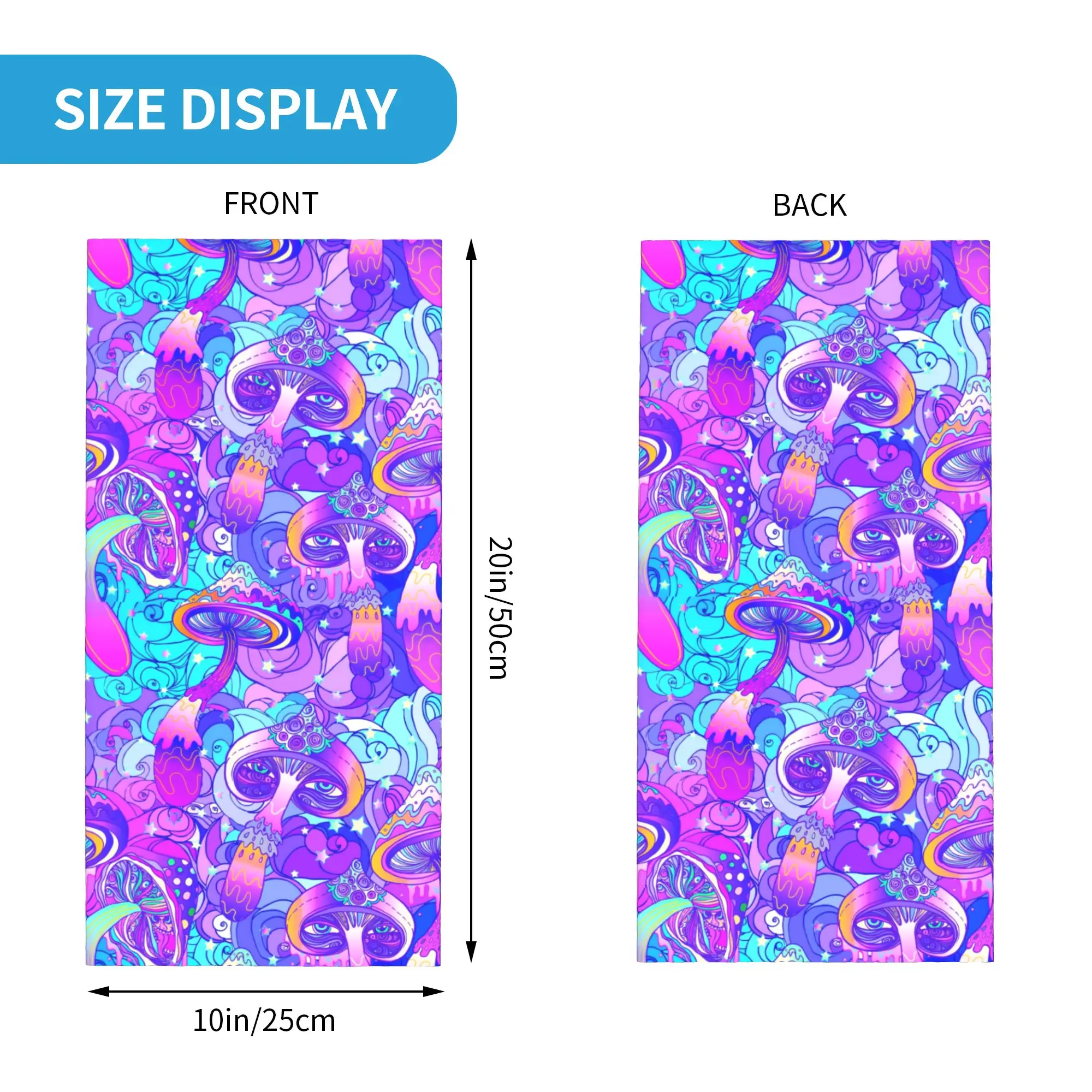 Psychedelic Trippy Magic Rainbow Mushroom Mysterious Boho Bandana Neck Warmer Women Winter Hiking Ski Scarf Gaiter  Face Cover