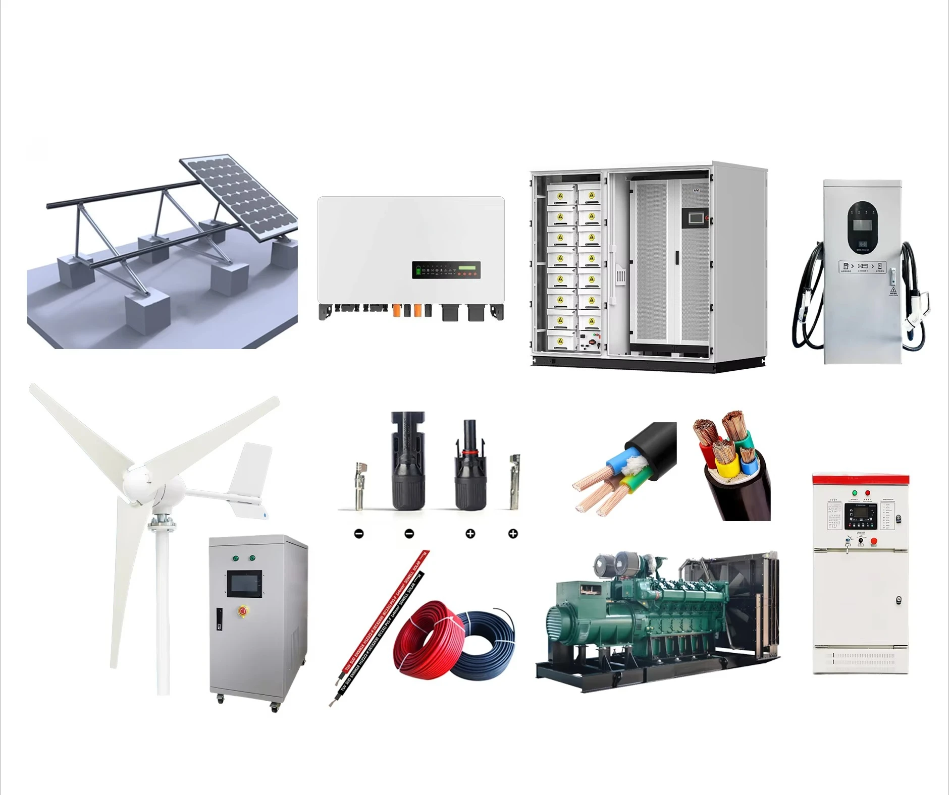 JinSun Microgrid System-14 Wind Turbine Photovoltaic Lithium Ion Battery Storage EV Charger  Storage Hybrid Commercial