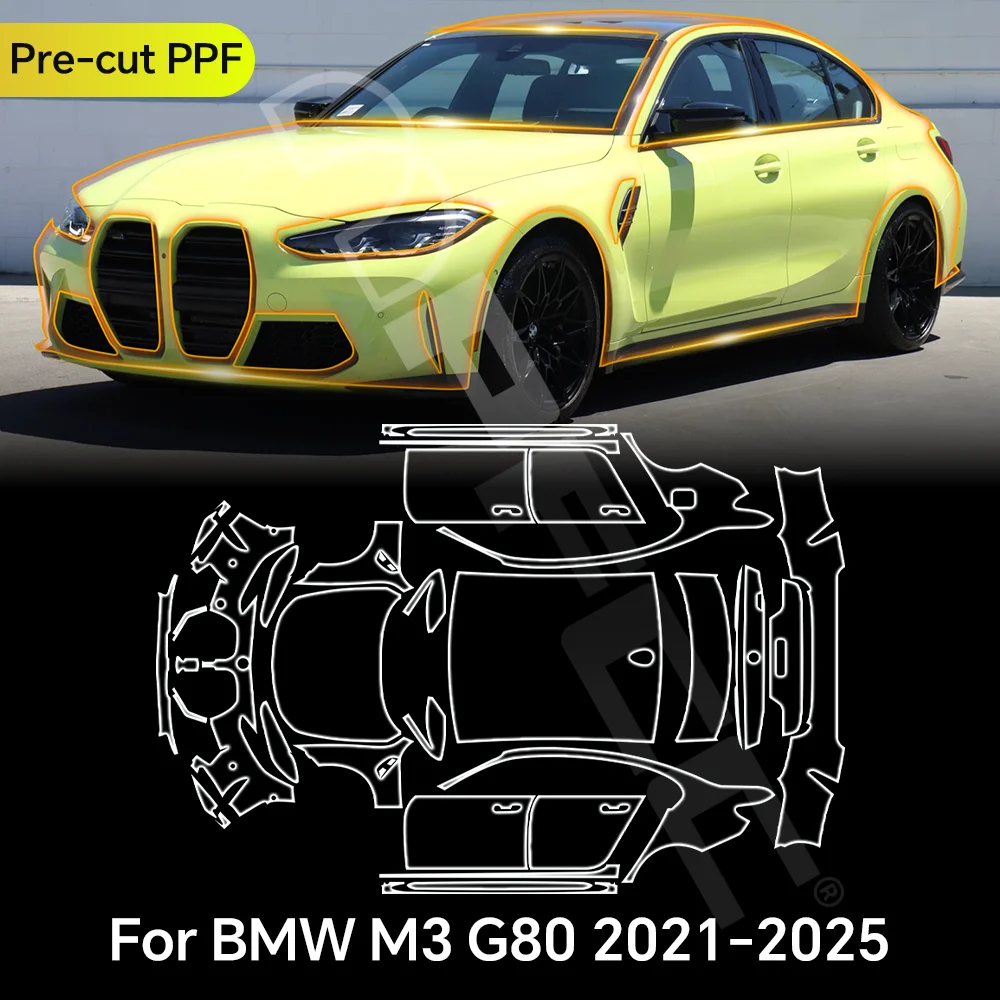 

For BMW M3 G80 2021-2025 Paint Protection Film TPU Clear Bra Car Body Anti-Scratch Pre-cut PPF Resistant Invisible Repairable