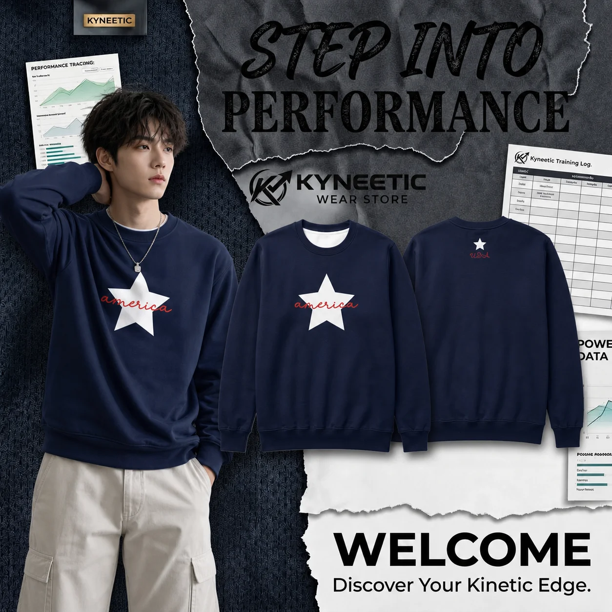 Vintage Casual Parent-Child Sweatshirt Crewneck Pullover Long Sleeve Top Holiday Christmas Birthday Star Letter Print Outwear