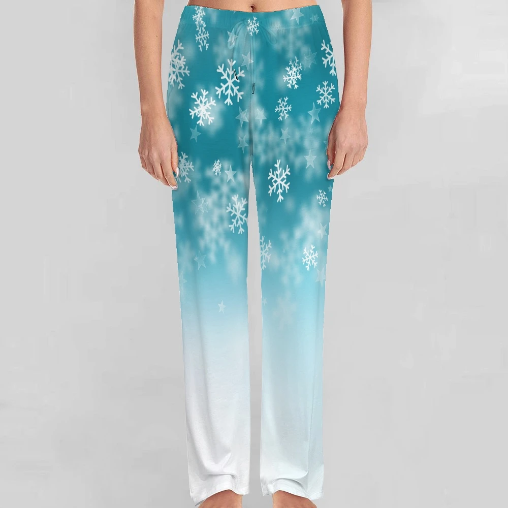 Snowflake Pajama Pants Mens Womens Lounge Pants Super Soft Unisex Sleep Pajama Bottoms with Pockets Drawstring