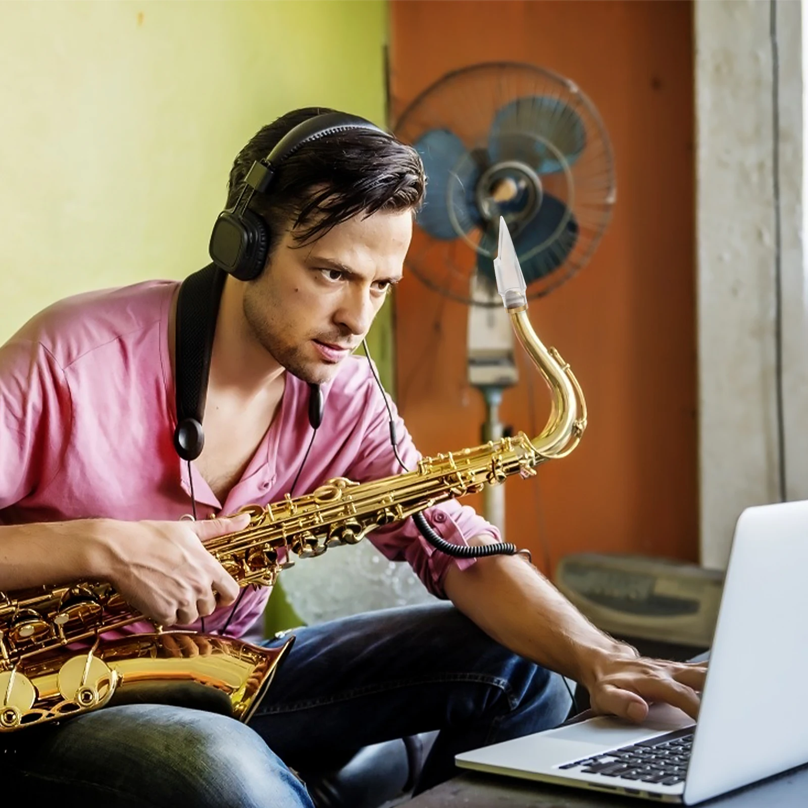 

Alto Saxophone Mouthpiece White High-Quality Abs Professional Metal Ring Design Durable Mechanized Cutting Small Portable Sax