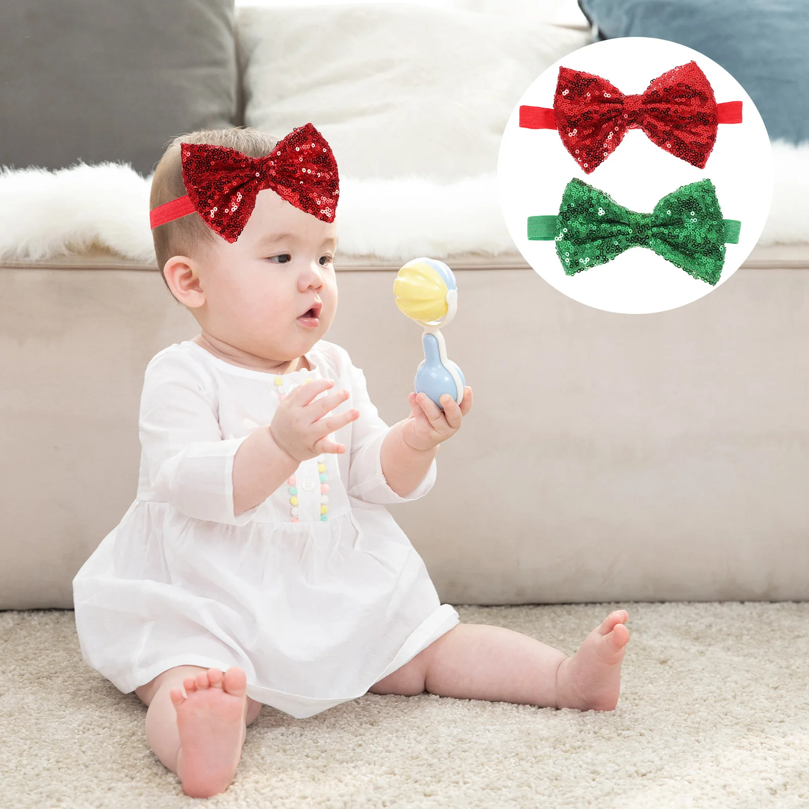 2 قطعة عصابات رأس عيد الميلاد عقال أحمر أخضر Bowknot لينة إكسسوارات الشعر مهرجان هدية حفلة #5