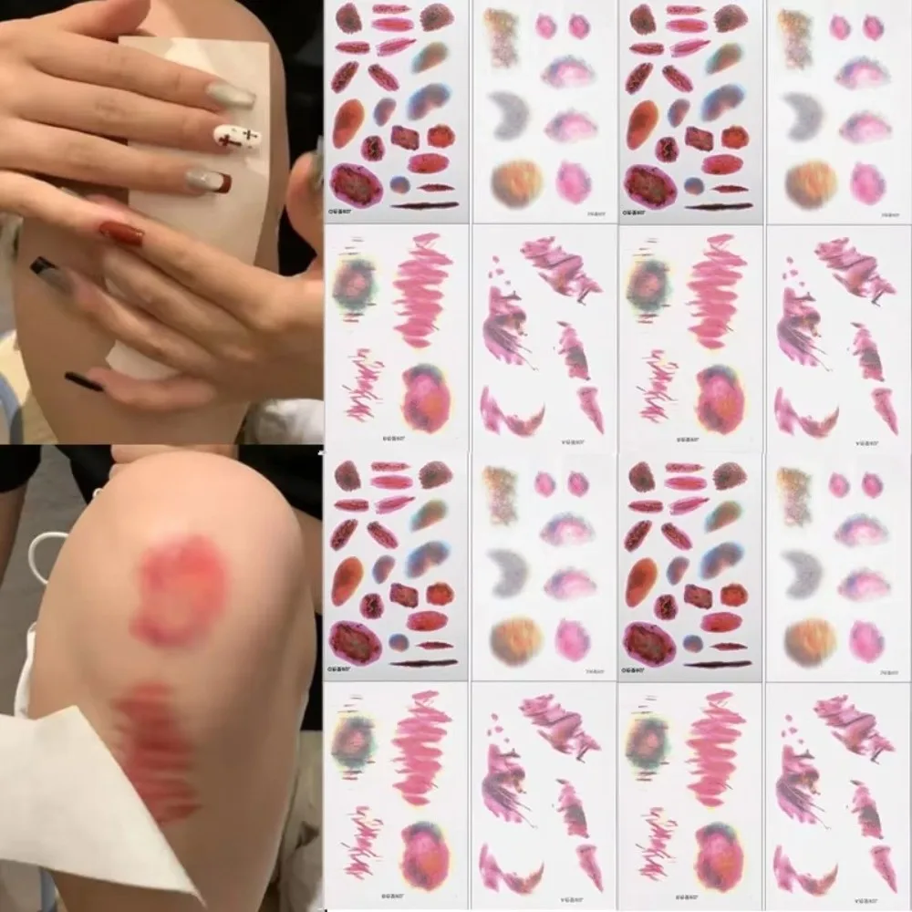 1/4 قطعة هدايا مقاوم للماء الجرح كدمات الوشم المؤقت دائم واقعية وهمية الوشم ثلاثية الأبعاد ندبة الوشم ملصق الوشم وهمية