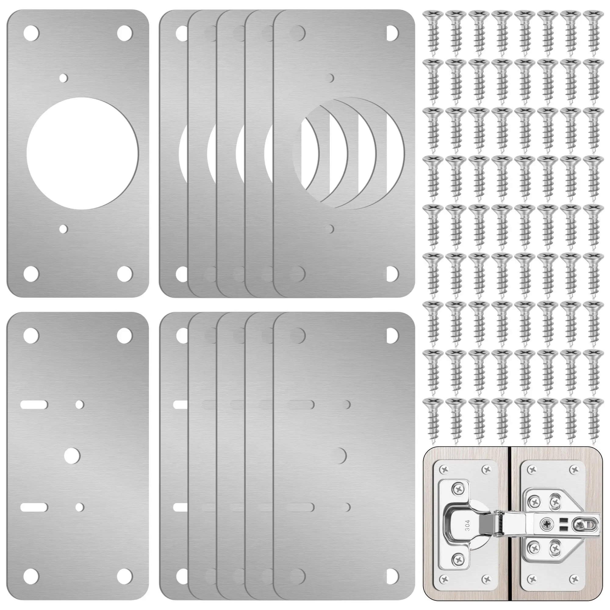 

2/4/8pcs Stainless Steel Hinge Repair Plate For Cabinet Furniture Hinges Mounting Tool Kitchen Cupboard Door Fixing Plate