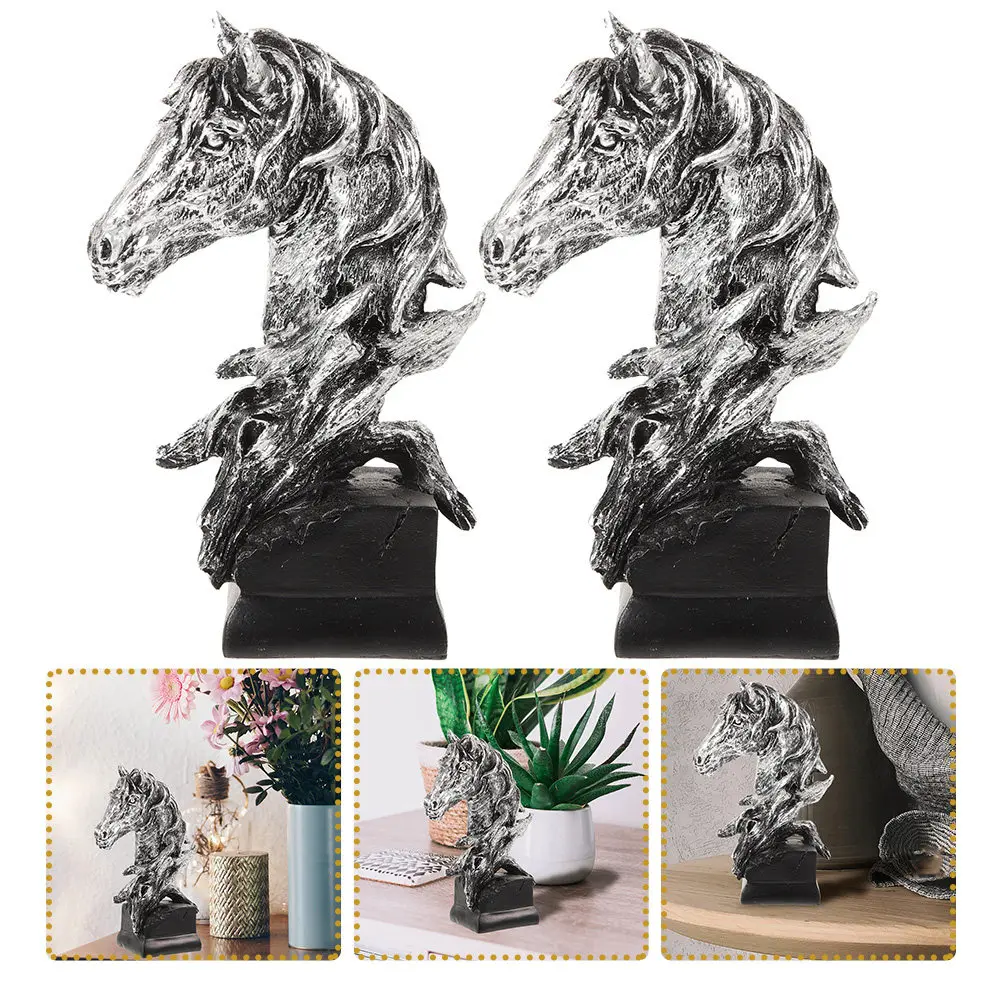 

2 шт. миниатюрные статуэтки в виде головы лошади, винтажные скульптуры из смолы, декоративные украшения для дома, офиса, рабочего стола, статуэтки для декора гостиной