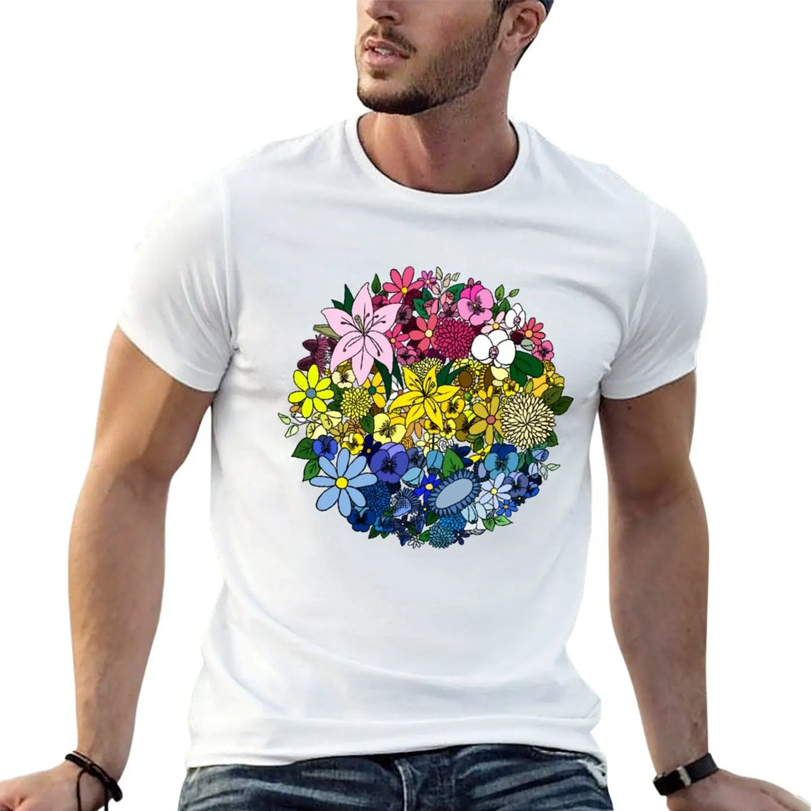Pan Pride Flowers T-Shirt Short sleeve tee Clothing black t-shirts for men