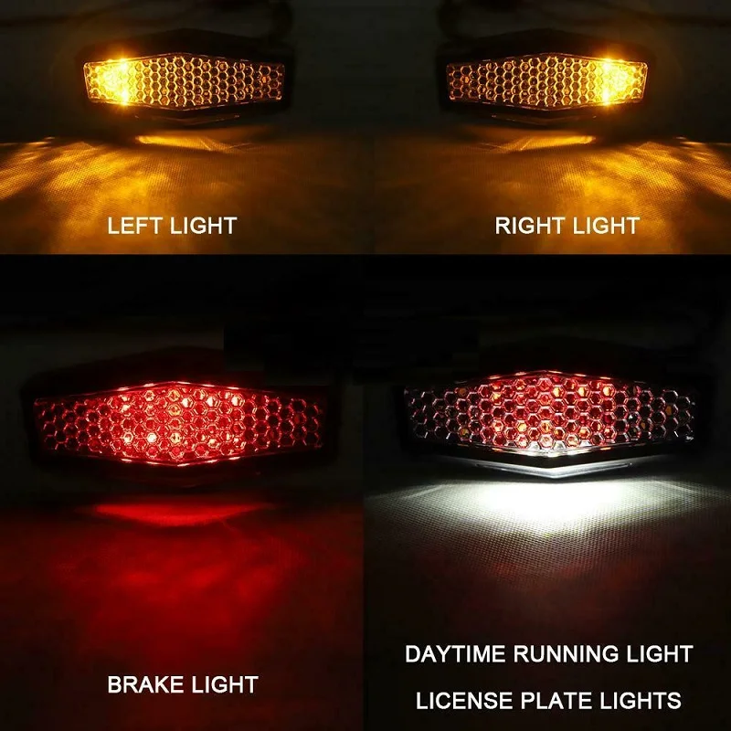 Motorcycle LED Taillights Turn Signals Light Rear Brake Stop Tail Lamp License Lamp for Harley Suzuki BMW Honda ATV Taillight