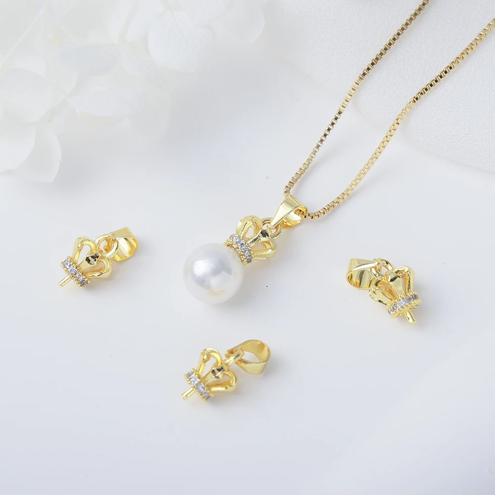 تاج كأس الوتد الكفالة مع دبوس العين الكفالات النحاس مطلية بالذهب مع تشيكوسلوفاكيا استرخى غطاء المشبك ل نصف حفر الخرز المعلقات صنع المجوهرات