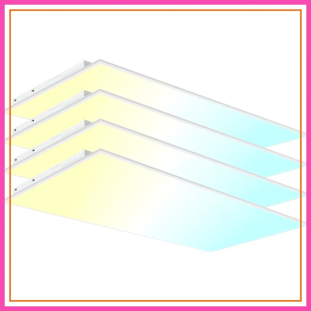 

2x4 LED Flat Panel Light, 5 CCT 3000K-6500K, 5 Wattage Selectable, Recessed Back-Lit, ETL Listed, 4Pack