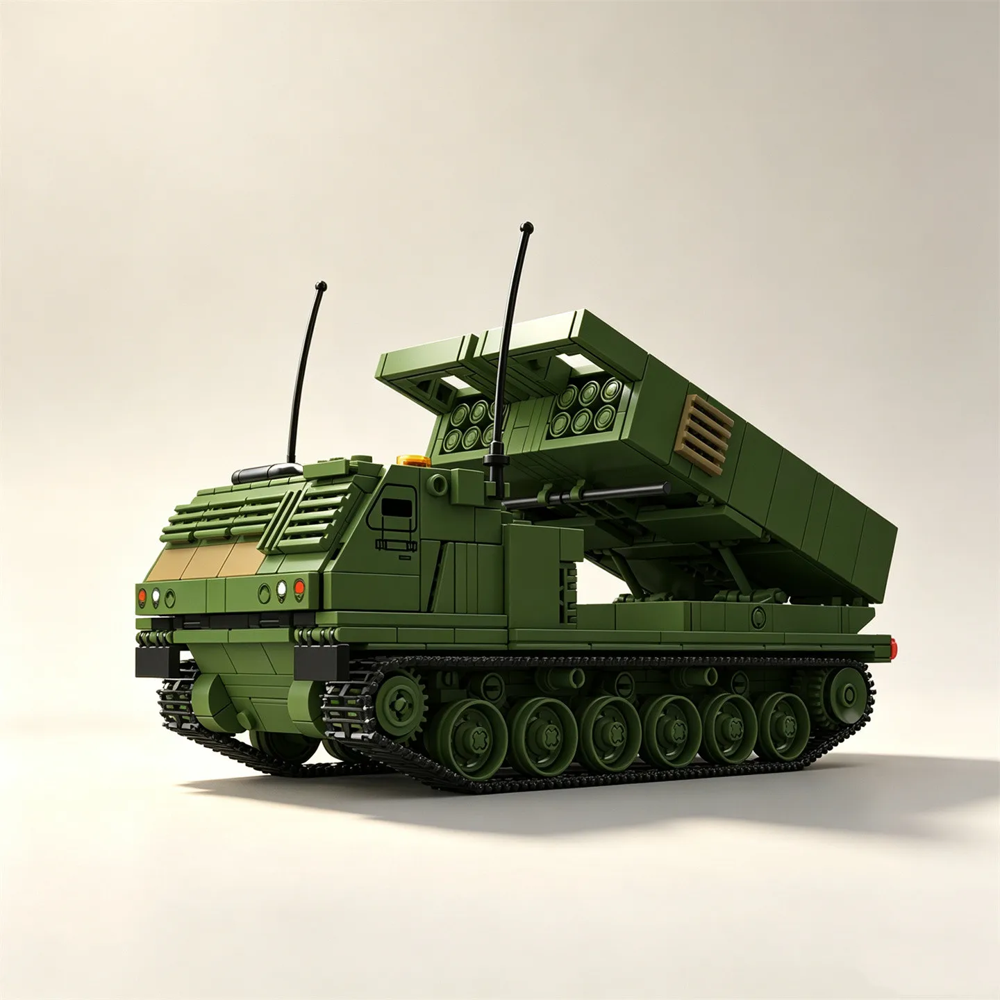 U.S. M270 Multiple Launch Rocket System Assembly Model Building Blocks; M2 Infantry Fighting Vehicle Modified MOC Toy
