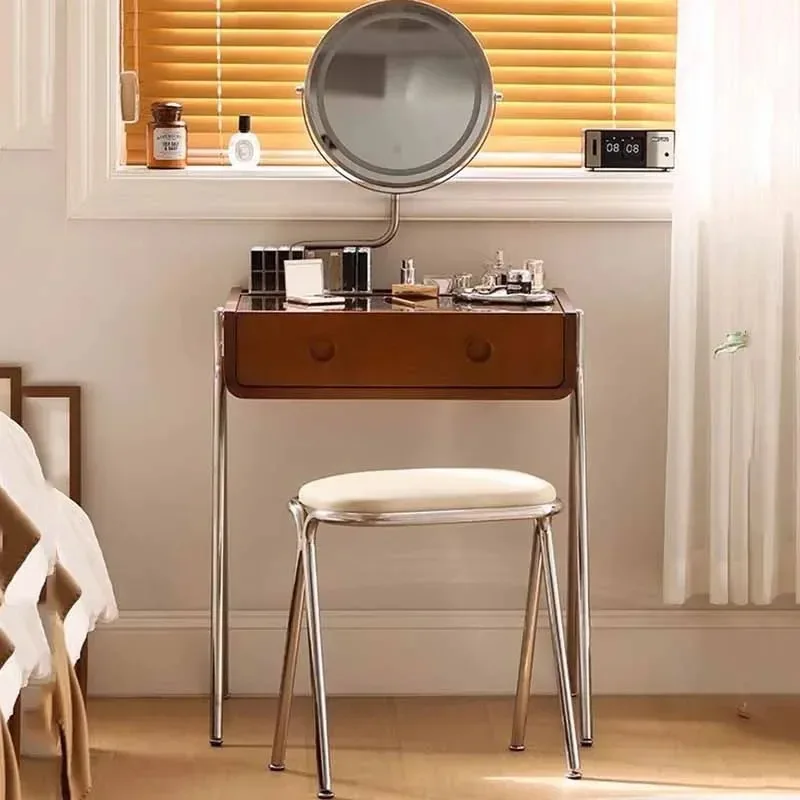 

Drawers Stool Dresser Eithe Box Mirror Brown Modern Luxury Makeup Dressing Table Storage Wooden Comoda Pra Quarto Furniture
