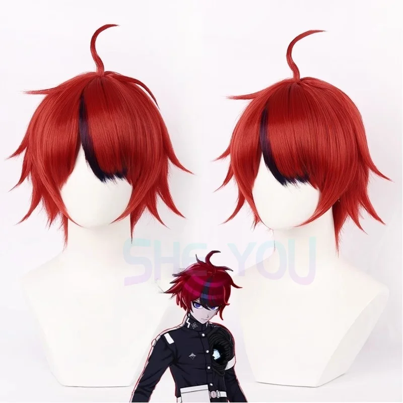 

The Hundred Line Takumi Sumino Cosplay Wig Short Red Hair with Black Streak Bangs Wigs For Men Women Party Carnival Free Wig Cap