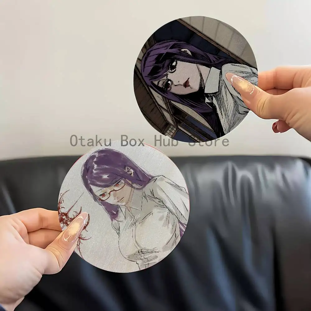 Anime T-Tokyo R-Rize 2D Pattern round Wooden Coaster Decorative Coffee Cup for Use in Coffee Shops Bars Wine Beer