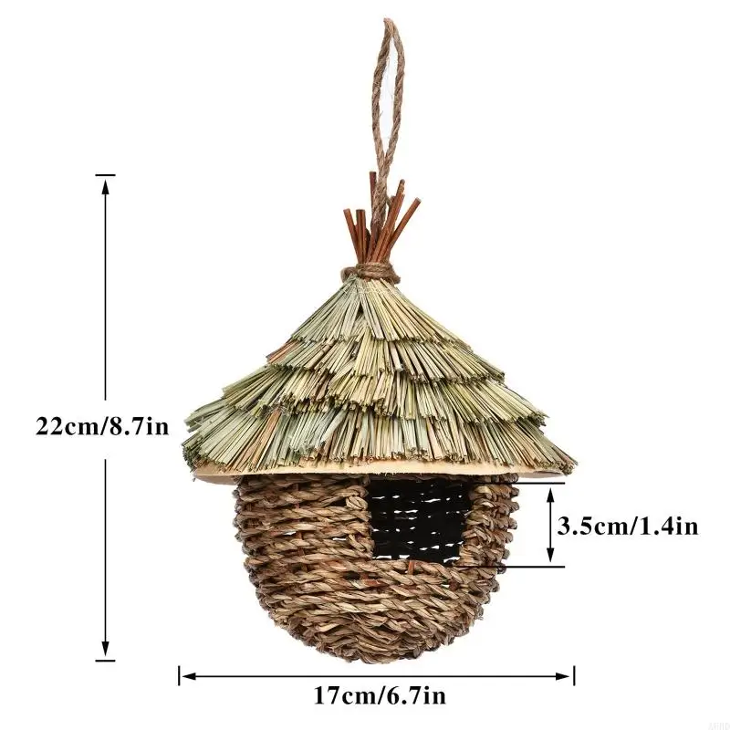 A6HD-casas tipo nido para loros colgantes tejidas, nido pájaros, jaula para pájaros, jaula para huevos, decoraciones para
