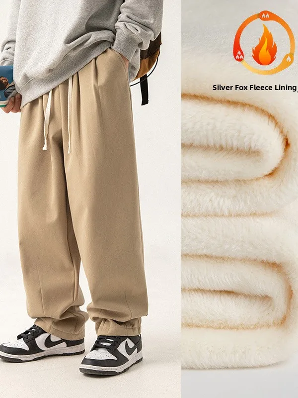 

Новые повседневные утепленные плиссированные брюки свободного кроя с флисовой подкладкой для осени и зимы, в японском стиле, для пар, драпированные, широкие штаны-джоггеры