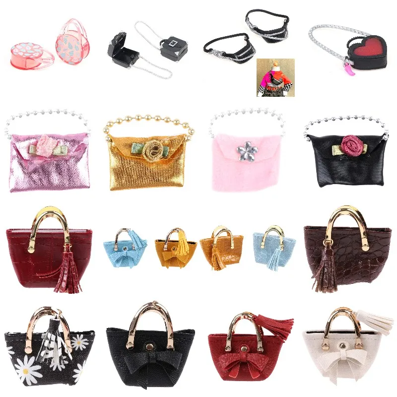 New Fashion 1:12 Mini Doll Chest Bag Shoulder Bag Handbag Dollhouse Fanny Pack Backpack Purses Pearl Chain Bag Dolls Decor Toy