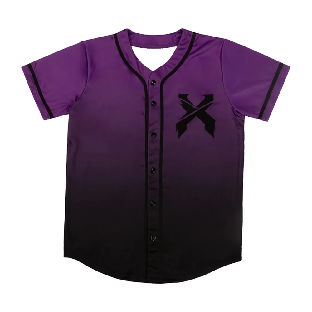 Excision Merch Headbanger Baseball Jersey Shirt Purple/Black Gradient V-Neck Short Sleeve Streetwear Women Men Fashion Clothes