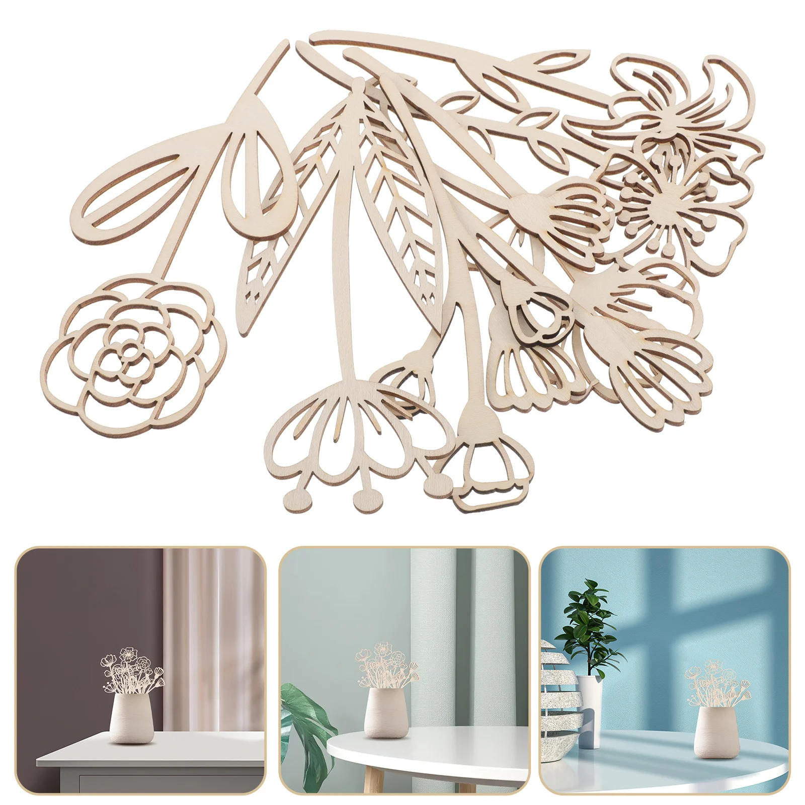 

16Pcs Wooden Wildflower Craft Cutouts DIY Rustic Wood Flower Signs for Home Decor Weddings Festive Wood Flowers