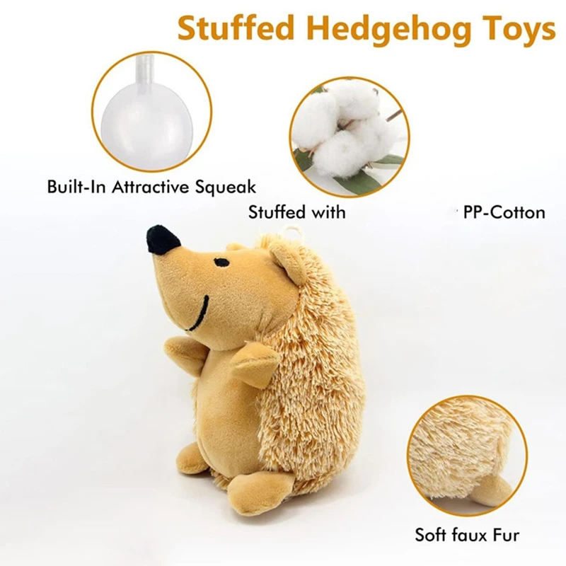 -ESTR 2X Dog Squeaky Toys Hedgehog Stuffed Plush Dog Chew Toys Durable Interactive Dog Toys For Small Medium And Large Dog,B