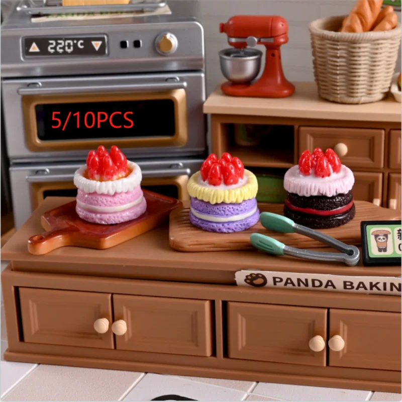 Maison de poupée Miniature, Simulation de crème, gâteau aux fraises, modèle alimentaire, jouet, ornements de maison, jouet pour enfants, jouets de Simulation, cadeau, 5/10 pièces