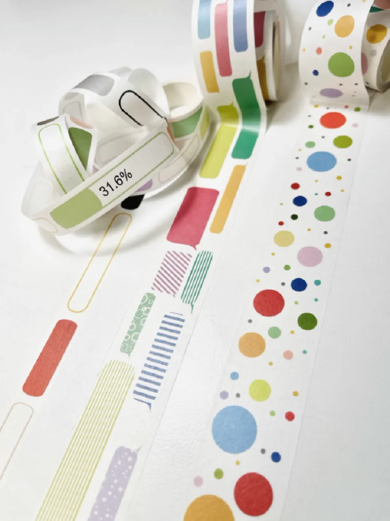 Digital non specialty oil w/ release paper timeline / color labels / ultra long cycles washi tape