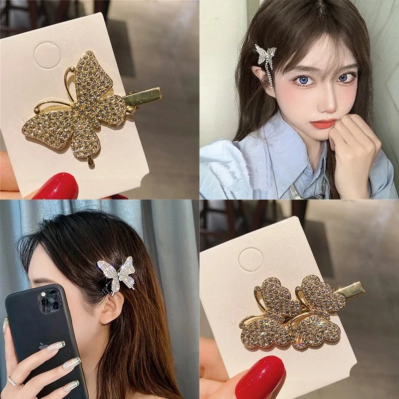 Alloy Rhinestone Hair Pin Women Light Luxury Small Side Hair Clip Korean Version Fashion Girls Hairpin Hair Accessories