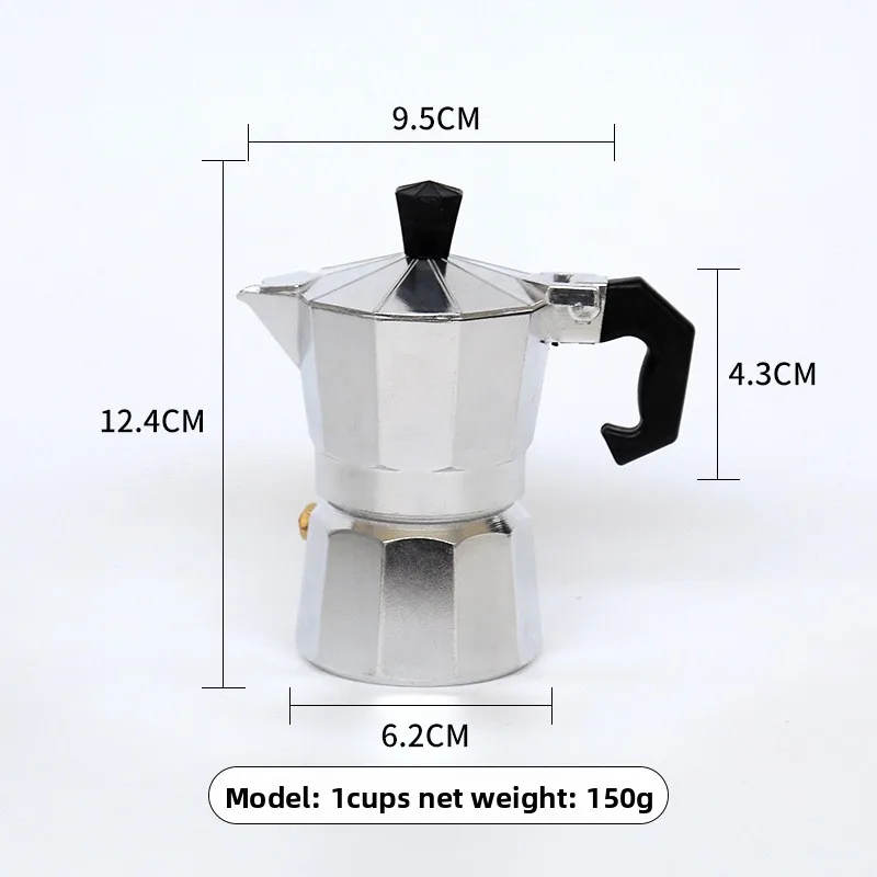Moka Pot,Italian Stovetop Espresso Maker, 1 up Aluminum Coffee Percolator for Gas & Electric Stove, BPA-Free