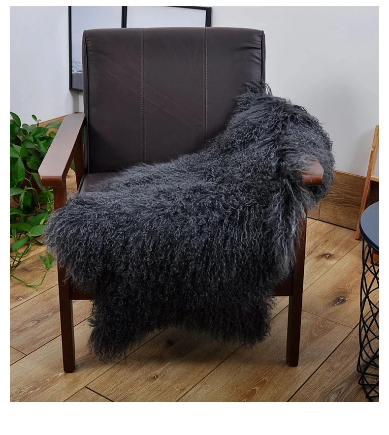 Genuine Mongolian Lamb Fur Rug, Mongolian Sheep Fur Mat, Natural Tibet Fur Pelt