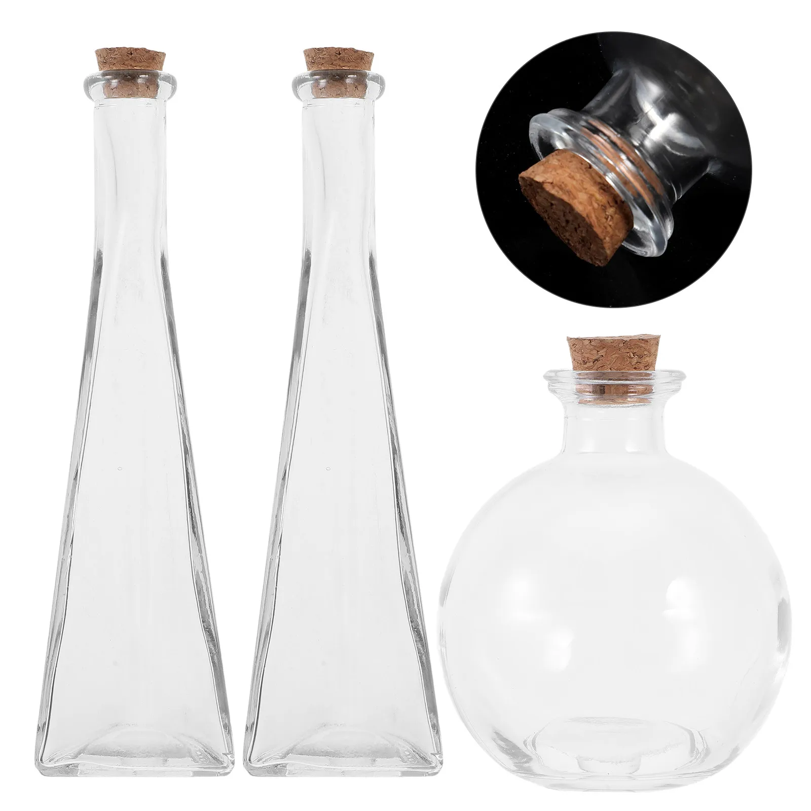 3Pcs Glass Sand Bottles Wedding Ceremony Set Corked Glass Containers Sand Art Bottle Kit Memory Jar for Bridal Shower Favors