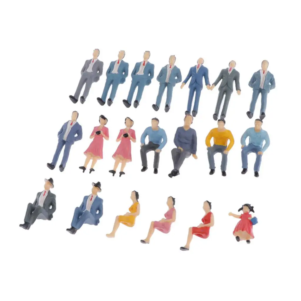 20x ミニチュア人物フィギュア鉄道模型ジオラマ風景構築キット、1:30 G スケール