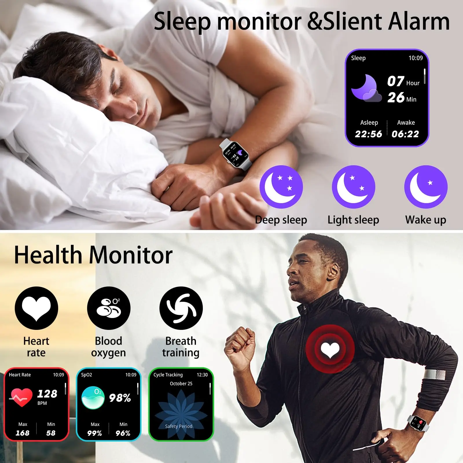 Reloj inteligente P60 con Bluetooth, dispositivo resistente al agua con pantalla táctil de 1,96 pulgadas, control del ritmo cardíaco y del estrés, para teléfonos Android e iOS