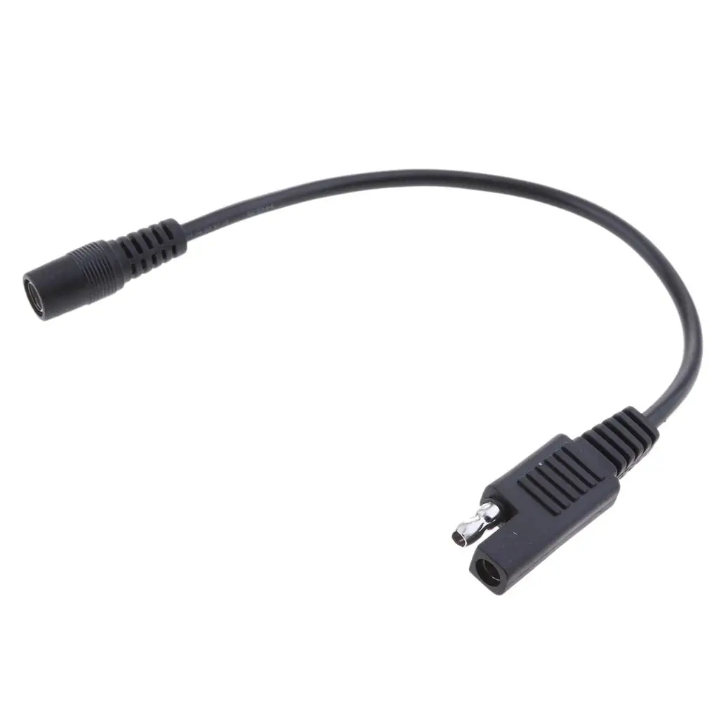 Black SAE to DC5521 Coax Cable Male to Female Adapter for Motorcycle Gear and Solar Charger Systems