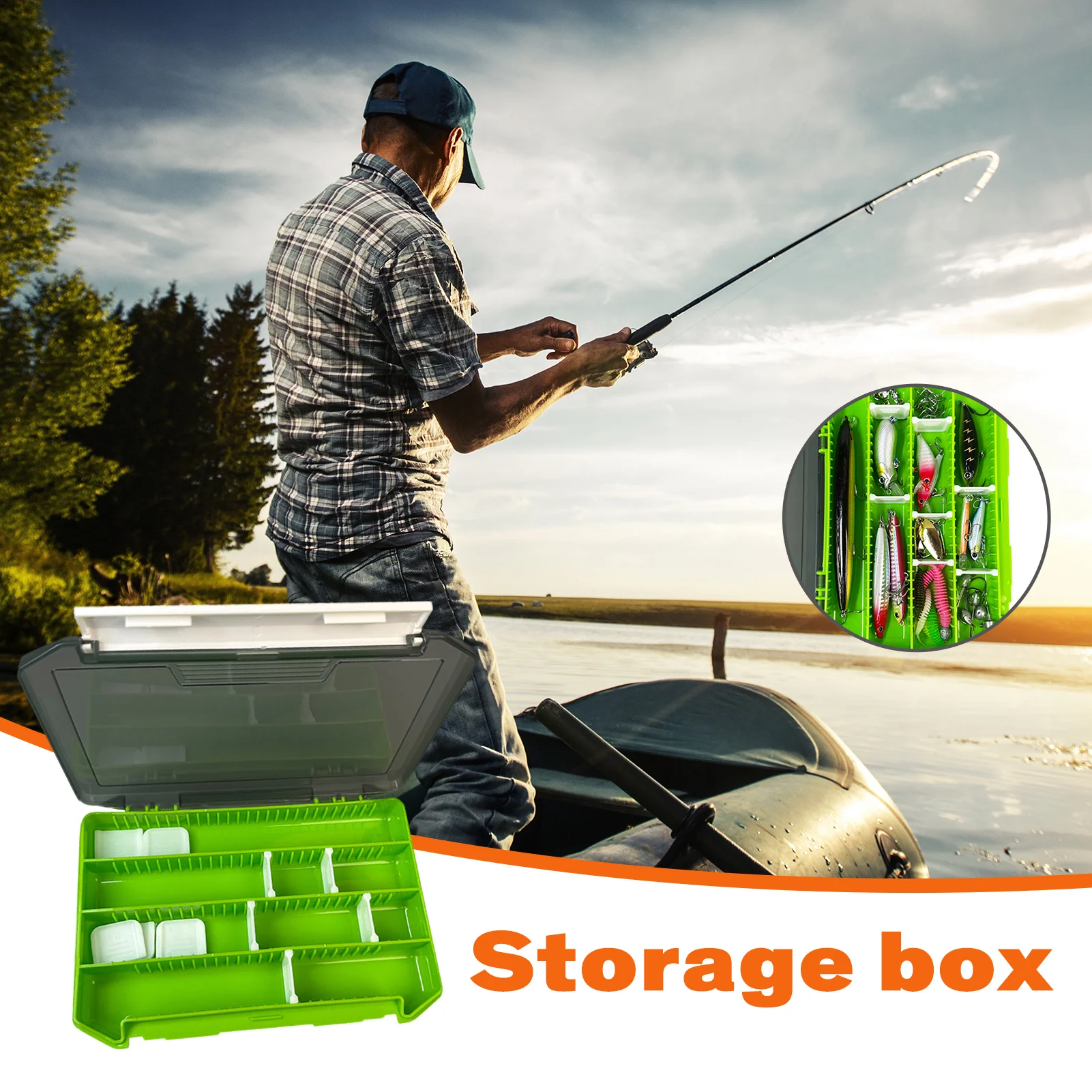 Caja organizadora de pesca con divisores extraíbles para señuelos - imagen 2