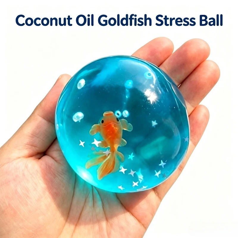 Coconut Oil Goldfish Stress Ball Moldable Squishy Transparency Maltose Squeeze Toy Fun Anti-stress Sensory Toy for Adult Gifts