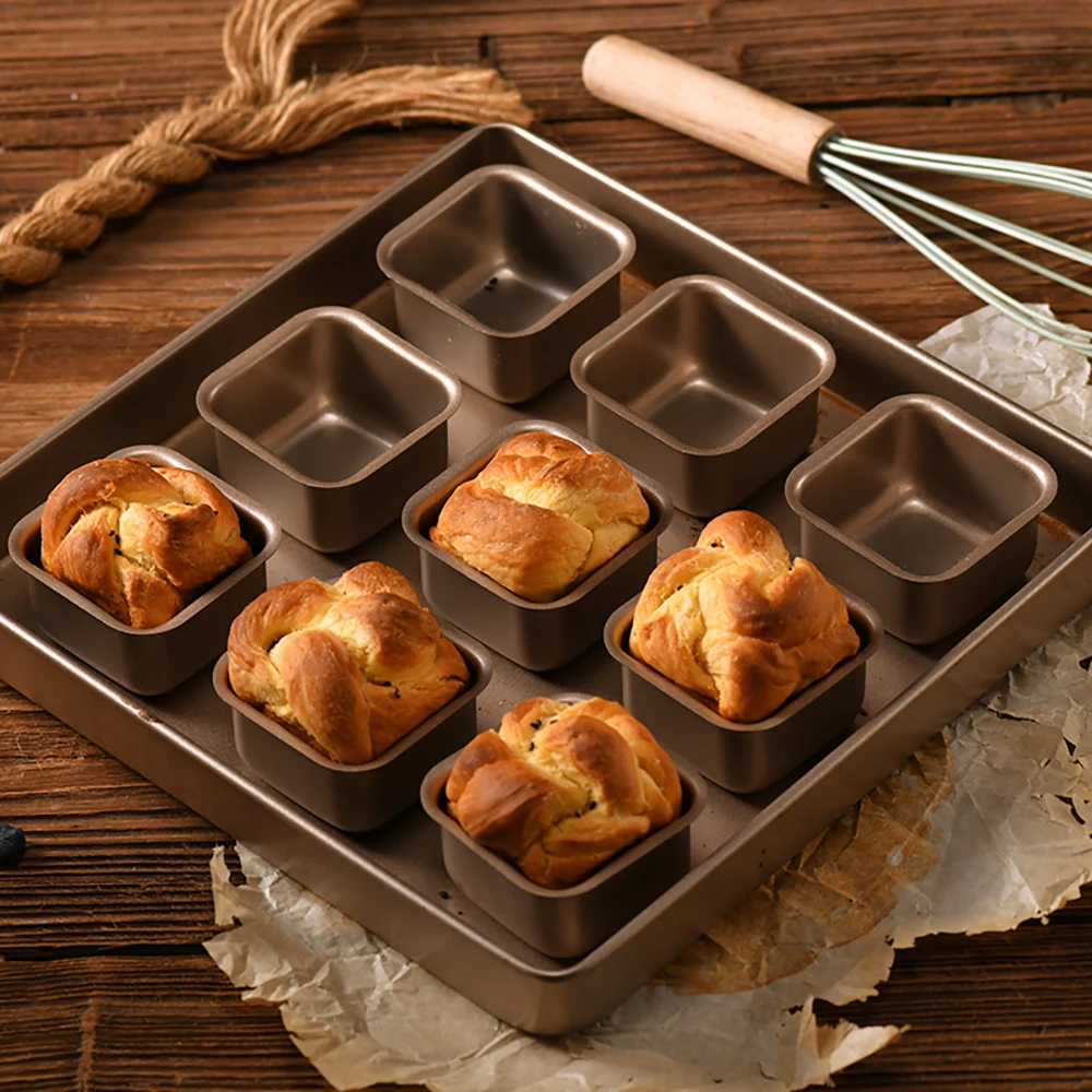 6pcs Mini Loaf Pan for Baking Bread Small Banana Bread Tins Non-Stick Rectangle Flat Toast Box Carbon Steel Mould Kitchen Tools