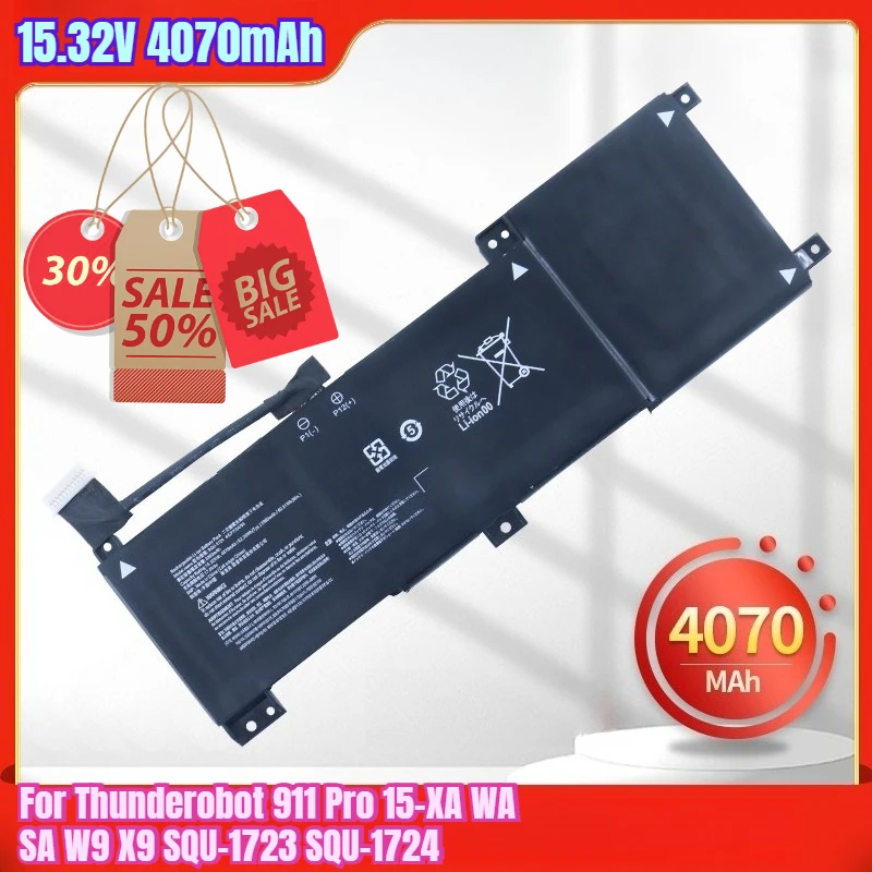 

15.32V 4070mAh Laptop Batteries for Thunderobot 911 Pro 15-XA WA SA W9 X9 SQU-1723 SQU-1724