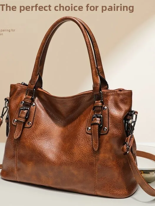 

Гонконгская женская большая сумка из мягкой кожи Capaci, модная универсальная простая сумка-тоут в стиле ретро для молодых женщин