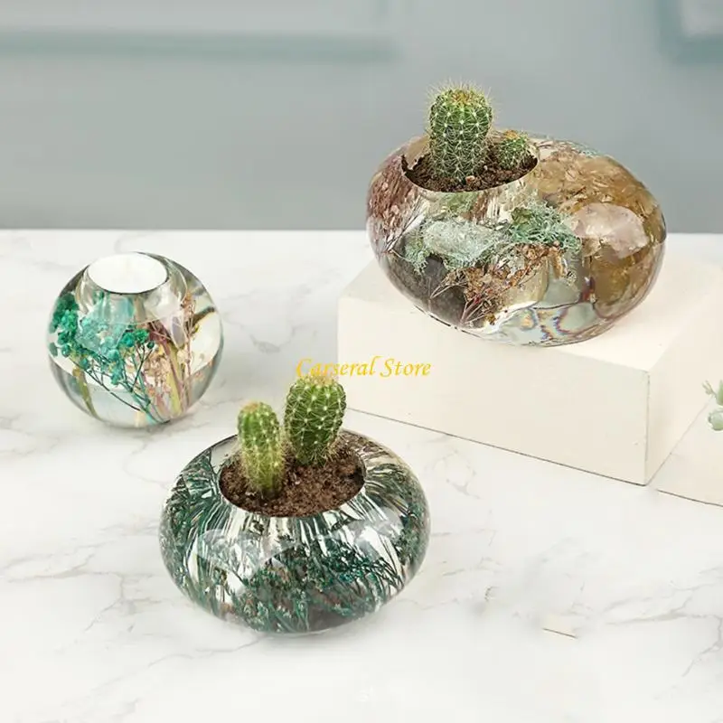 

M4YF Artistic Silicone Base Molds Resin Epoxy Molds Round Holder Mold Silicone Texture Candlestick Mould