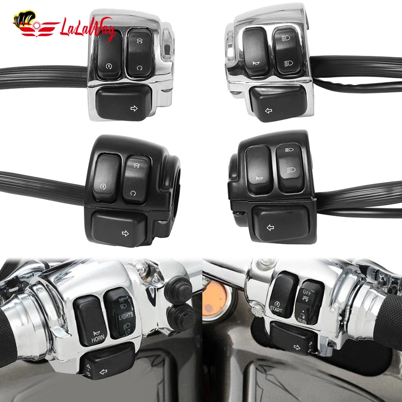 

Motorcycle Black 1" Handlebar Turn Signal Control Switch For Harley Davidson XL883 1200 X48 Sportster Dyna V-ROD Softail