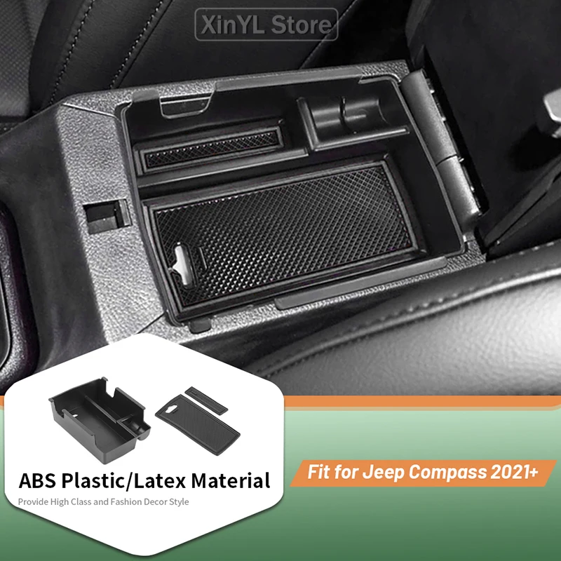 

For Jeep Compass 2021 Up Armrest Storage Box Tray Center Console Organizer Holder Container Interior Accessories