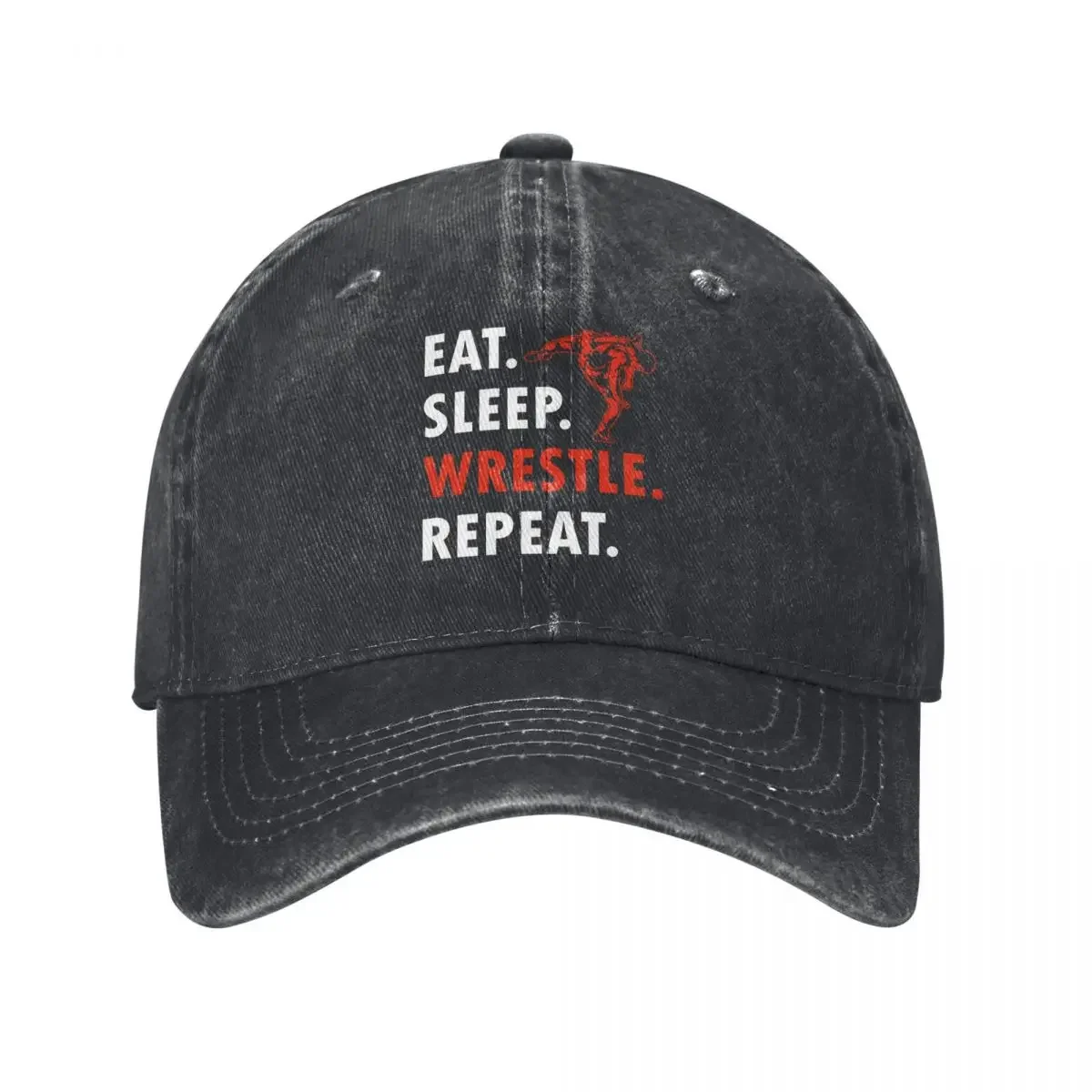 Eat Sleep Wrestle Repeat Funny Wrestling Wrestler Gifts Distressed Washed Casquette Baseball Caps Unisex Y2K Outdoor Seasons Hat