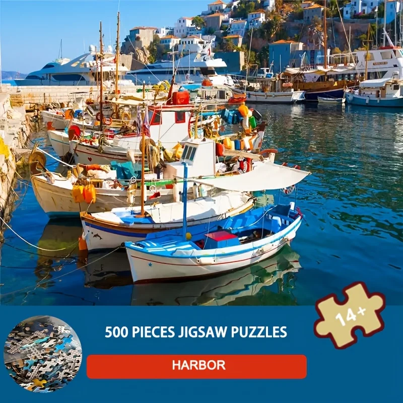 500-delige havenpuzzel voor volwassenen, 18x11 inch (46x28cm) toegepast voor feestspellen en activiteiten tussen familie, vrienden