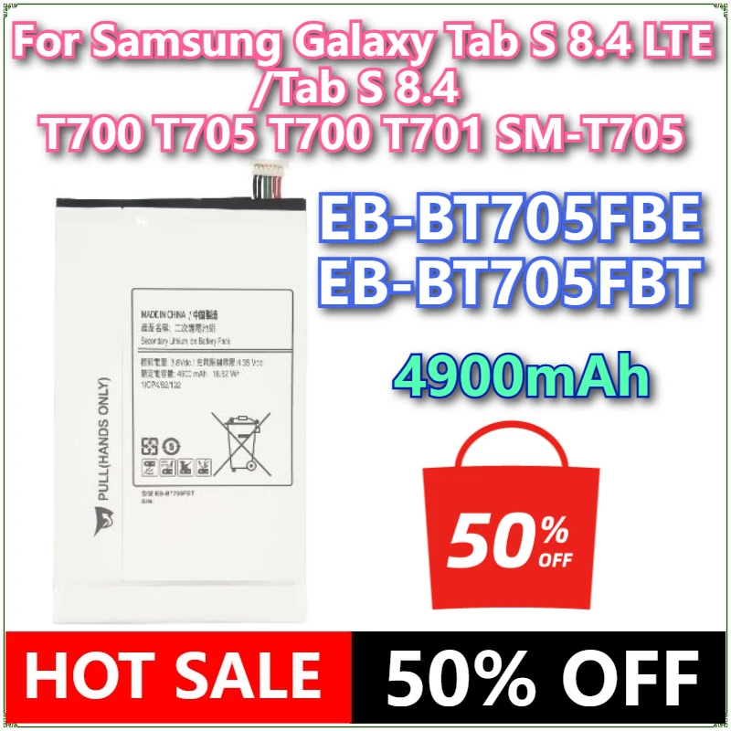 

Brand New Tablet EB-BT705FBE EB-BT705FBT 4900mAh Battery For Samsung Galaxy Tab S 8.4 LTE/Tab S 8.4 T700 T705 T700 T701 SM-T705