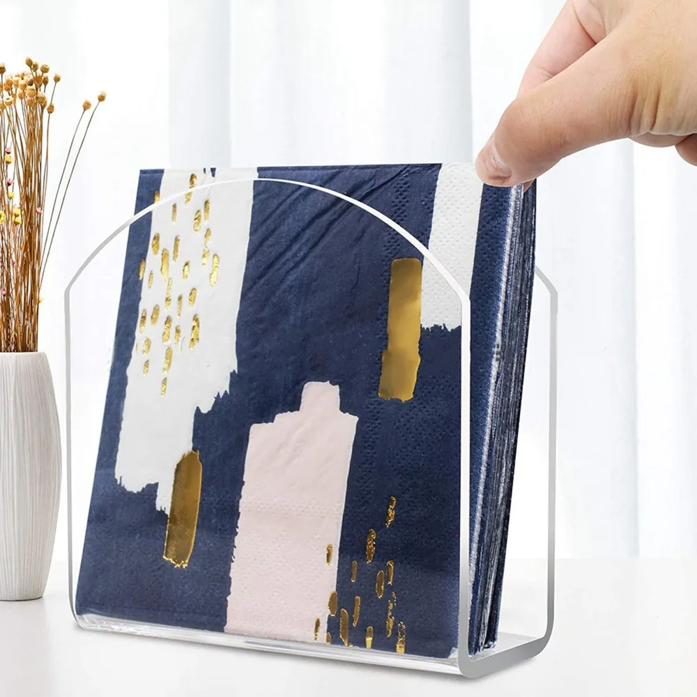Easy Access Acrylic Napkin Holder Transparent U-shape Napkin Rack Premium Creative Tissue Organizer Table Display